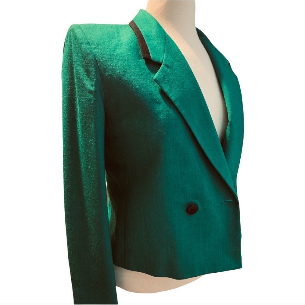 Vintage Sterling Cooper Green Long Sleeve Shoulder Pad blazer size 4P